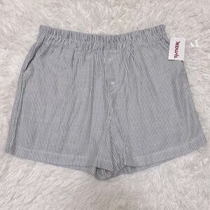 Gray Flat Front Shorts with Elastic Waistband Striped Boxer Shorts Trend